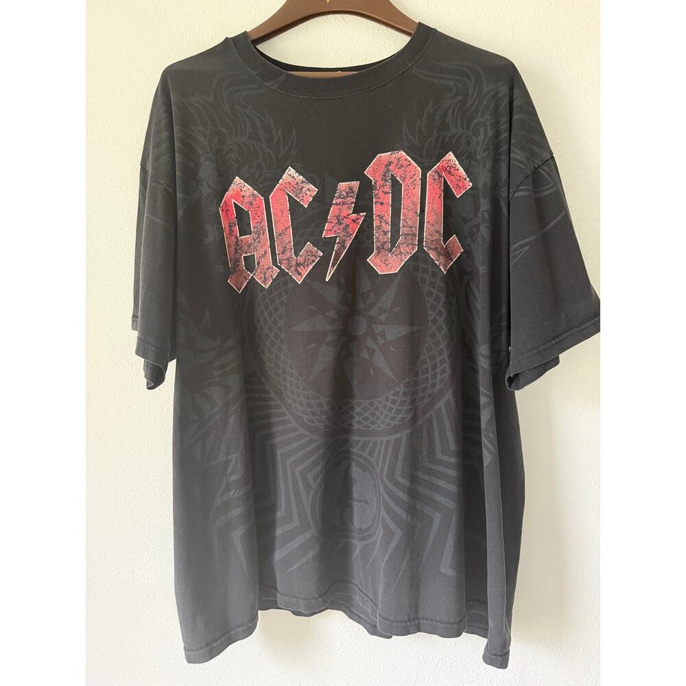 Black Short Sleeve ACDC Short Sleeve Band Graphic Tee Concert T-Shirt Mens 2X